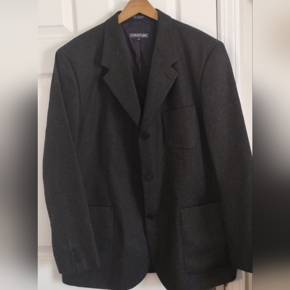 Structure Men's Wool Blend Charcoal Blazer